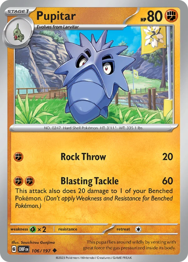 Pokémon TCG SV3: Obsidian Flames 106/197 Pupitar Uncommon Ungraded