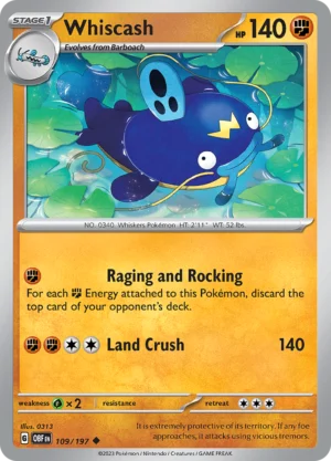 Pokémon TCG SV3: Obsidian Flames 109/197 Whiscash Uncommon Ungraded