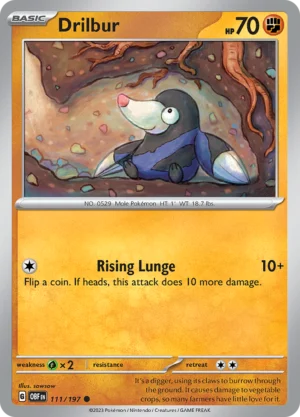 Pokémon TCG SV3: Obsidian Flames 111/197 Drilbur Common Ungraded