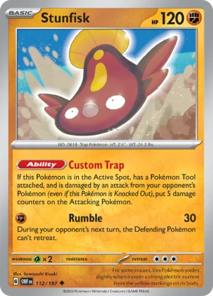 Pokémon TCG SV3: Obsidian Flames 112/197 Stunfisk Uncommon Ungraded