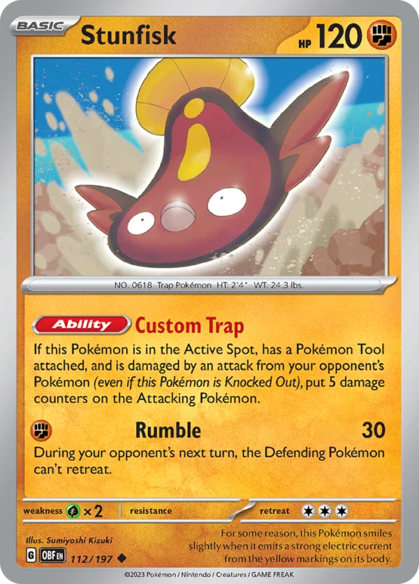 Pokémon TCG SV3: Obsidian Flames 112/197 Stunfisk Uncommon Ungraded