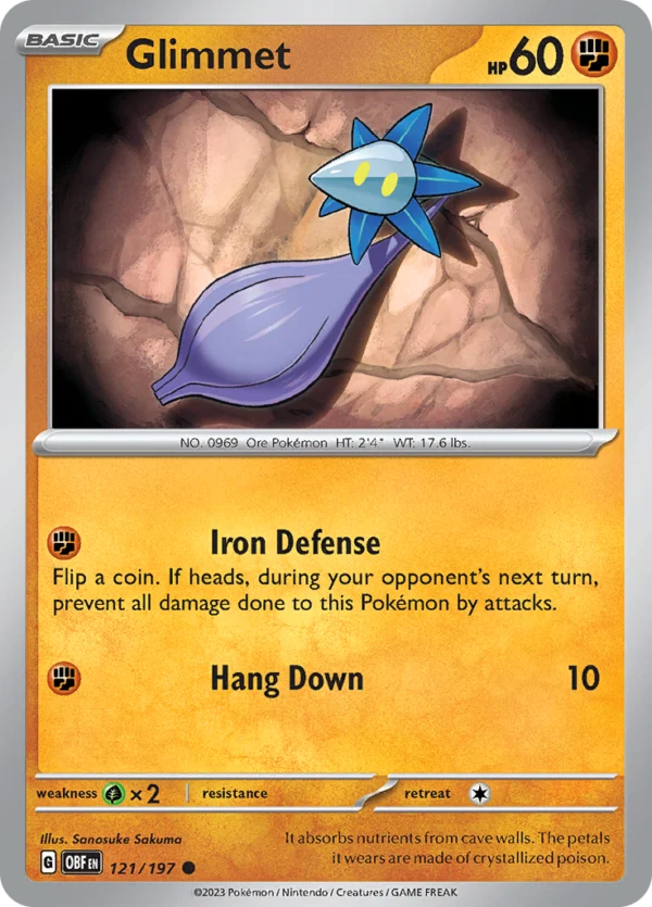 Pokémon TCG SV3: Obsidian Flames 121/197 Glimmet Common Ungraded