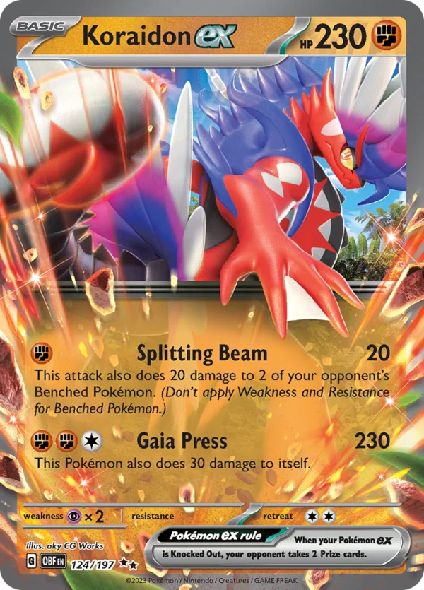 Pokémon TCG SV3: Obsidian Flames 124/197 Koraidon ex Double Rare Ungraded