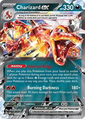 Pokémon TCG SV3: Obsidian Flames 125/197 Charizard ex Double Rare Ungraded