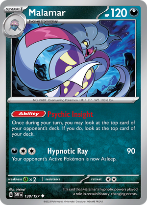 Pokémon TCG SV3: Obsidian Flames 138/197 Malamar Uncommon Ungraded
