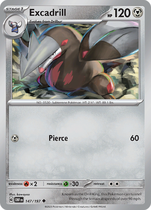 Pokémon TCG SV3: Obsidian Flames 147/197 Excadrill Uncommon Ungraded