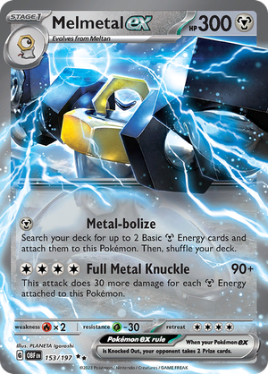 Pokémon TCG SV3: Obsidian Flames 153/197 Melmetal ex Double Rare Ungraded