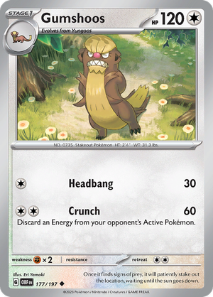 Pokémon TCG SV3: Obsidian Flames 177/197 Gumshoos Uncommon Ungraded