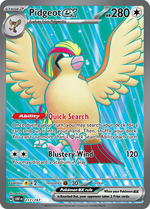Pokémon TCG Pidgeot ex 217/197 SV03: Obsidian Flames UR Full Art Ungraded