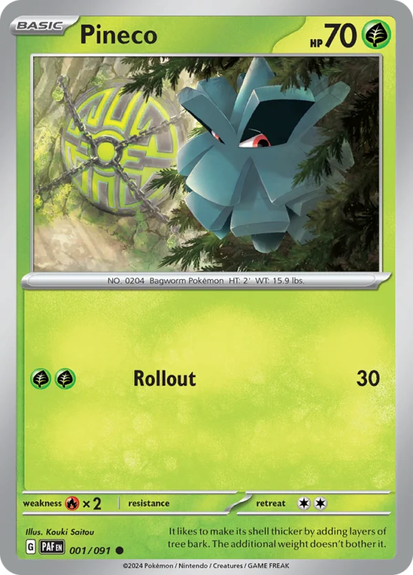 Pokémon TCG SV: Paldean Fates 001/091 Pineco Common Ungraded
