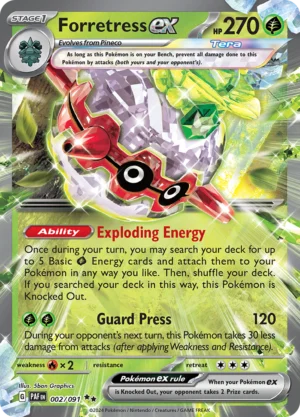 Pokémon TCG SV: Paldean Fates 002/091 Forretress ex Double Rare Ungraded