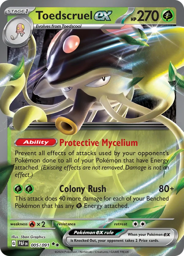 Pokémon TCG SV: Paldean Fates 005/091 Toedscruel ex Double Rare Ungraded