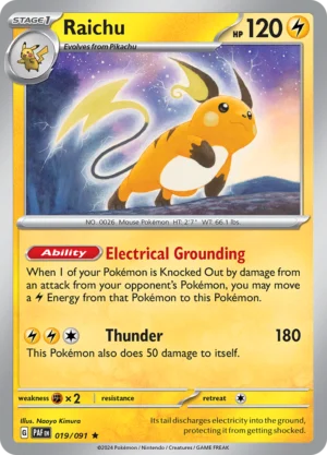 Pokémon TCG SV: Paldean Fates 019/091 Raichu Rare Ungraded