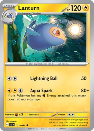 Pokémon TCG SV: Paldean Fates 021/091 Lanturn Uncommon Ungraded