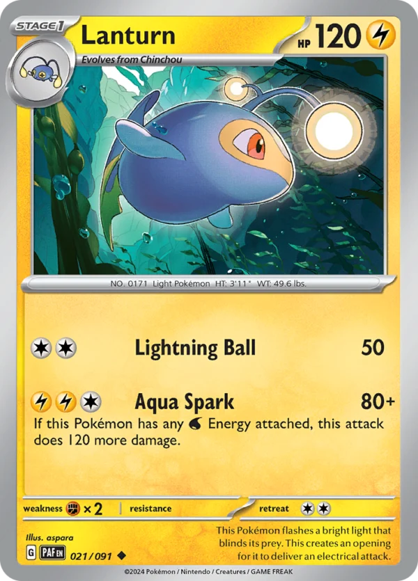 Pokémon TCG SV: Paldean Fates 021/091 Lanturn Uncommon Ungraded