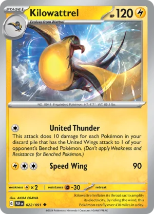 Pokémon TCG SV: Paldean Fates 022/091 Kilowattrel Uncommon Ungraded