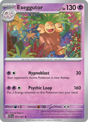 Pokémon TCG SV: Paldean Fates 024/091 Exeggutor Rare Ungraded