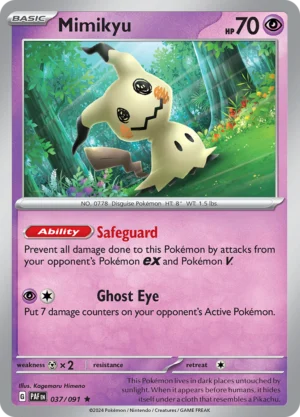 Pokémon TCG SV: Paldean Fates 037/091 Mimikyu Rare Ungraded
