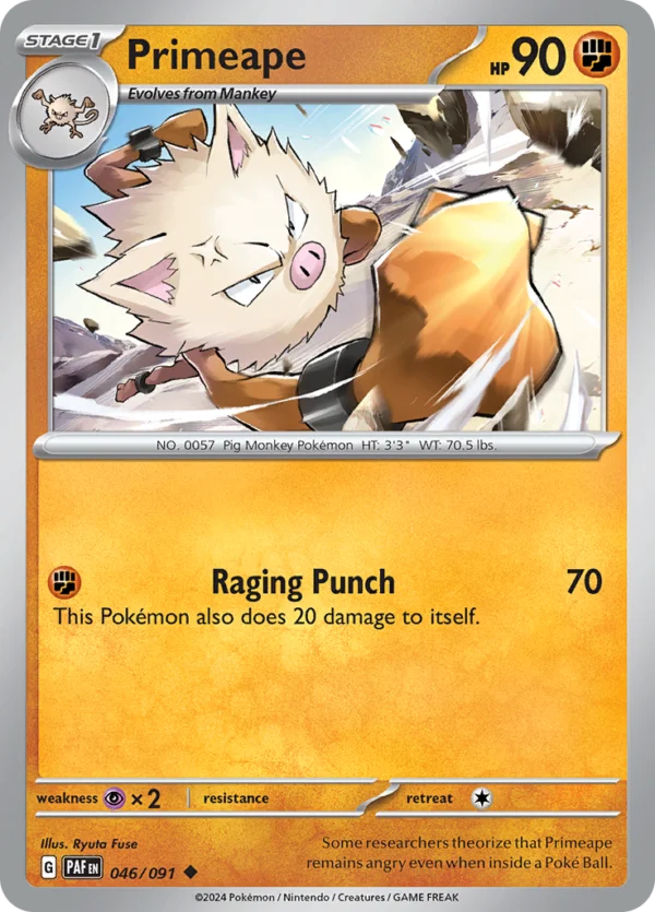 Pokémon TCG SV: Paldean Fates 046/091 Primeape Uncommon Ungraded