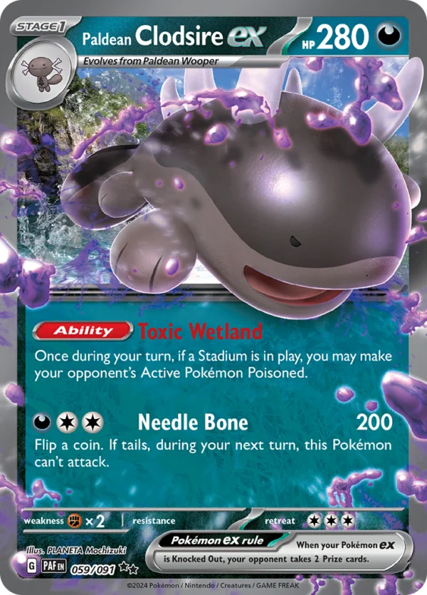Pokémon TCG SV: Paldean Fates 059/091 Paldean Clodsire ex Double Rare Ungraded