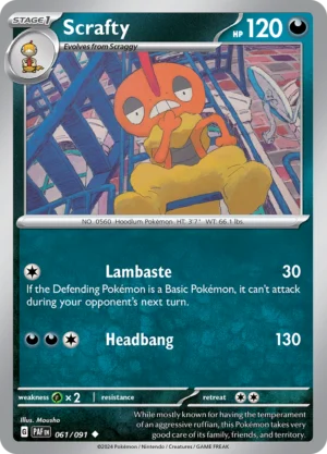 Pokémon TCG SV: Paldean Fates 061/091 Scrafty Uncommon Ungraded