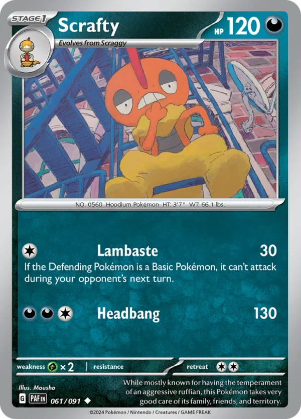 Pokémon TCG SV: Paldean Fates 061/091 Scrafty Uncommon Ungraded