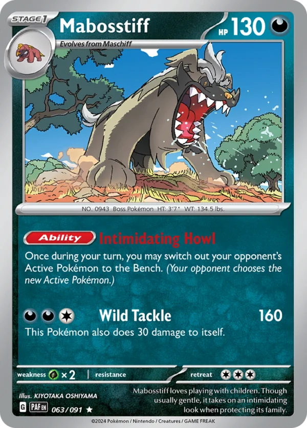 Pokémon TCG SV: Paldean Fates 063/091 Mabosstiff Rare Ungraded