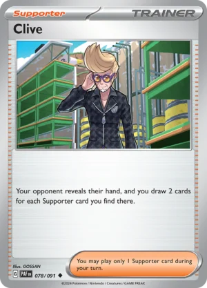 Pokémon TCG SV: Paldean Fates 078/091 Clive Uncommon Ungraded