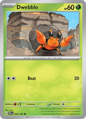 Pokémon TCG SV4: Paradox Rift 006/182 Dwebble Common Ungraded