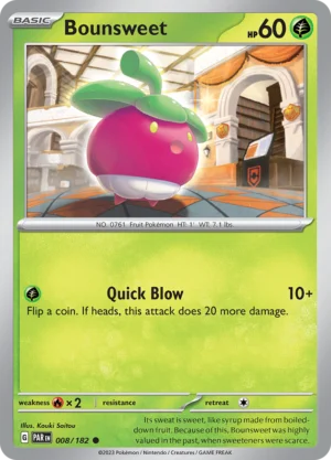 Pokémon TCG SV4: Paradox Rift 008/182 Bounsweet Common Ungraded