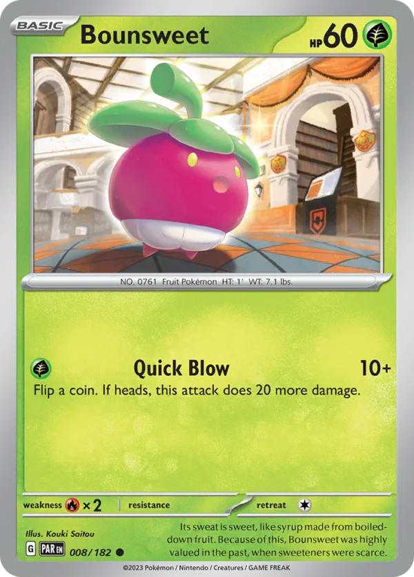 Pokémon TCG SV4: Paradox Rift 008/182 Bounsweet Common Ungraded