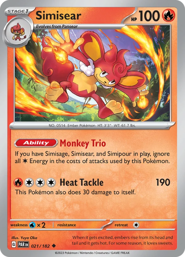 Pokémon TCG SV4: Paradox Rift 021/182 Simisear Uncommon Ungraded