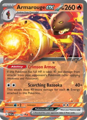 Pokémon TCG SV4: Paradox Rift 027/182 Armarouge ex Double Rare Ungraded