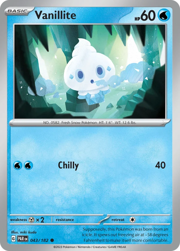 Pokémon TCG SV4: Paradox Rift 043/182 Vanillite Common Ungraded