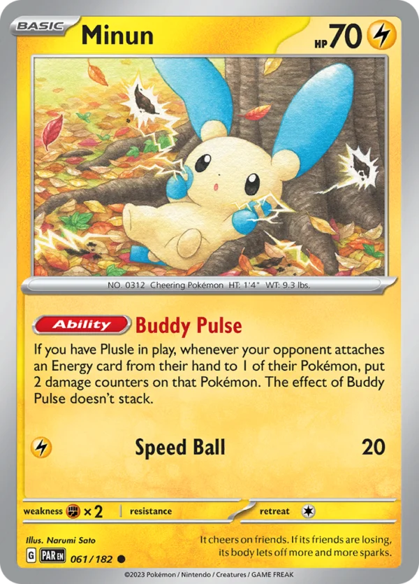 Pokémon TCG SV4: Paradox Rift 061/182 Minun Common Ungraded