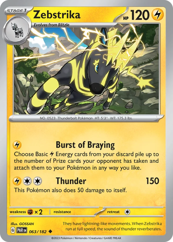 Pokémon TCG SV4: Paradox Rift 063/182 Zebstrika Uncommon Ungraded