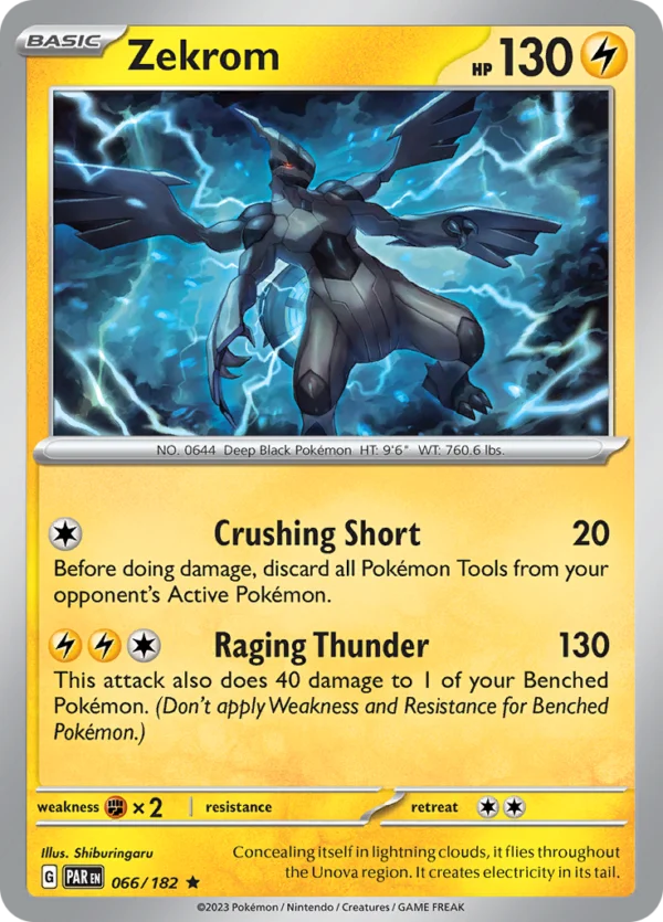Pokémon TCG SV4: Paradox Rift 066/182 Zekrom Rare Ungraded