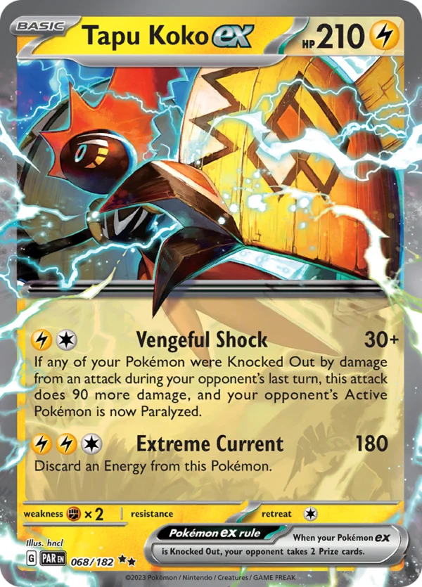 Pokémon TCG SV4: Paradox Rift 068/182 Tapu Koko ex Double Rare Ungraded
