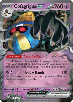 Pokémon TCG SV4: Paradox Rift 076/182 Cofagrigus ex Double Rare Ungraded
