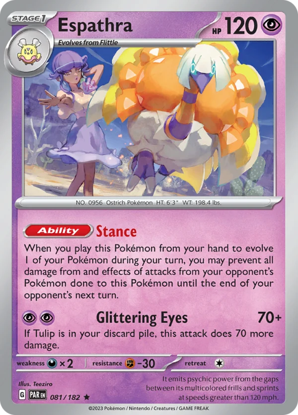 Pokémon TCG SV4: Paradox Rift 081/182 Espathra Rare Ungraded
