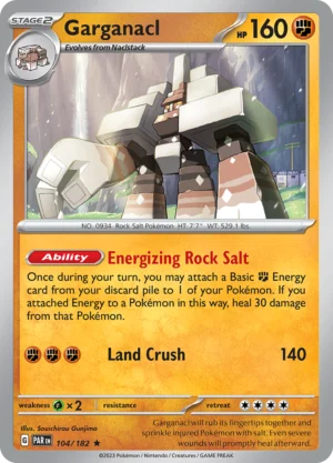 Pokémon TCG SV4: Paradox Rift 104/182 Garganacl Rare Ungraded