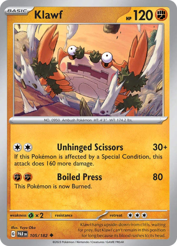 Pokémon TCG SV4: Paradox Rift 105/182 Klawf Uncommon Ungraded