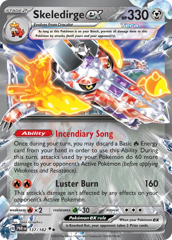 Pokémon TCG SV4: Paradox Rift 137/182 Skeledirge ex Double Rare Ungraded