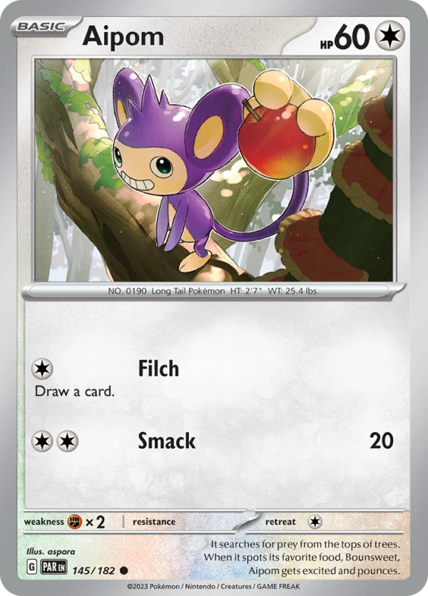 Pokémon TCG SV4: Paradox Rift 145/182 Aipom Common Ungraded