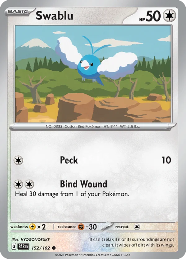 Pokémon TCG SV4: Paradox Rift 152/182 Swablu Common Ungraded