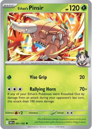 Pokémon TCG SV10: Destined Rivals 001/182 Ethan's Pinsir Uncommon Ungraded