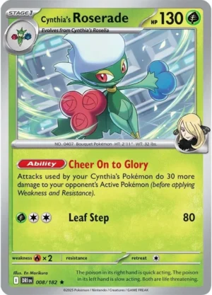 Pokémon TCG SV10: Destined Rivals 008/182 Cynthia's Roserade Rare Ungraded