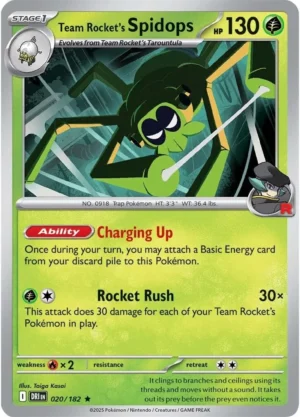 Pokémon TCG SV10: Destined Rivals 020/182 Team Rocket's Spidops Rare Ungraded