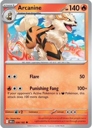 Pokémon TCG SV10: Destined Rivals 028/182 Arcanine Uncommon Ungraded