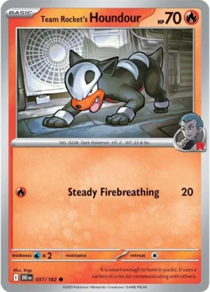 Pokémon TCG SV10: Destined Rivals 037/182 Team Rocket's Houndour Common Ungraded